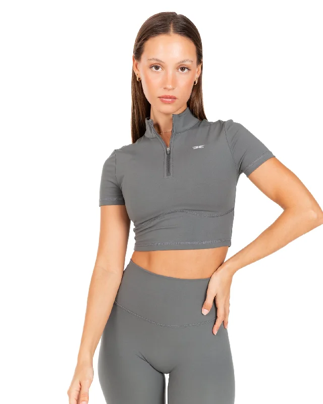 Seasonal Sale Auraluxe Crop Tee - Cloud Grey