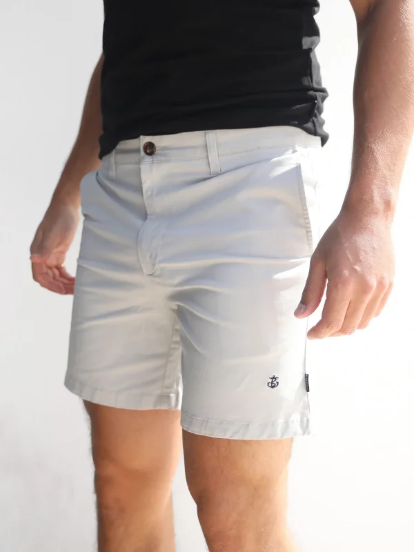 Deep Discounts Stretch Chino Shorts - Light Grey