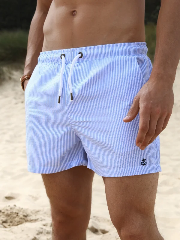 Weekend Flash Sale Striped Swim Shorts - Light Blue