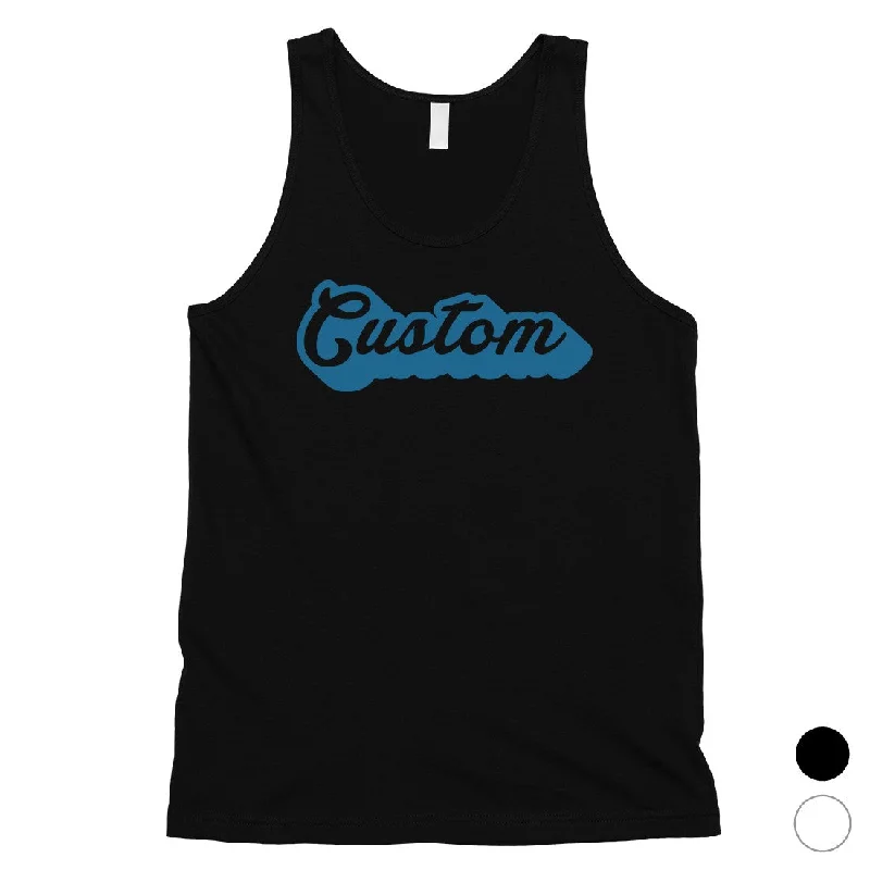 Factory Direct Sale Blue Pop Up Text Cute Calm Rad Custom Mens Personalized Tank Tops