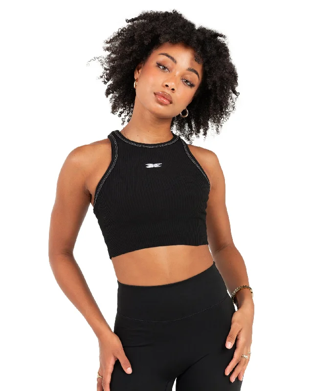 Reduced Prices Cropped Ribbed Singlet - Black