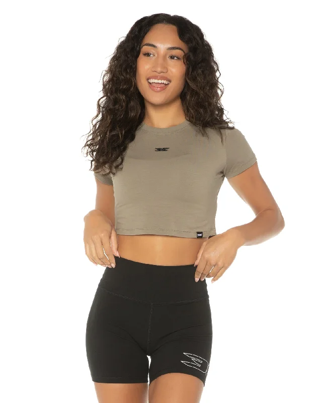 Final Clearance Elite Crop Tee - Khaki