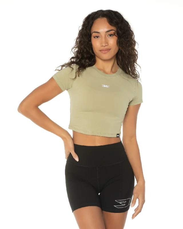 Instant Discount Elite Crop Tee - Sage