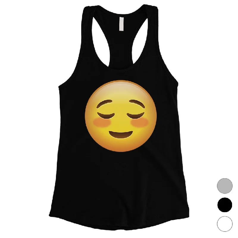 Deal Dash Emoji-Blush Womens Silly Perfect Loving Simple Halloween Tank Top