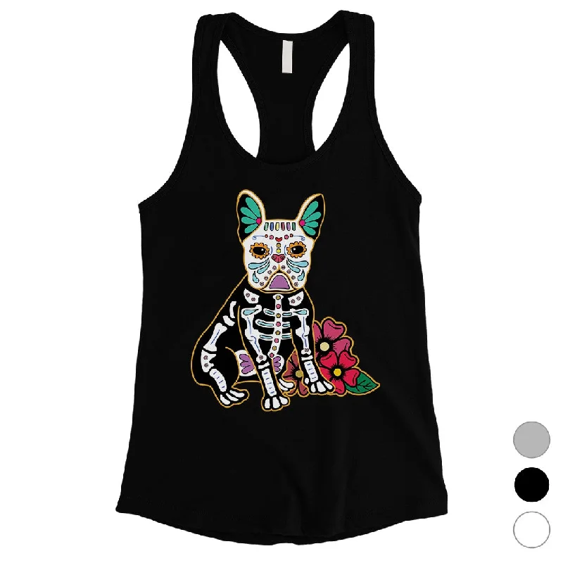 Stock Clearance Frenchie Day Of Dead Funny Halloween Costume Cute Womens Tank Top