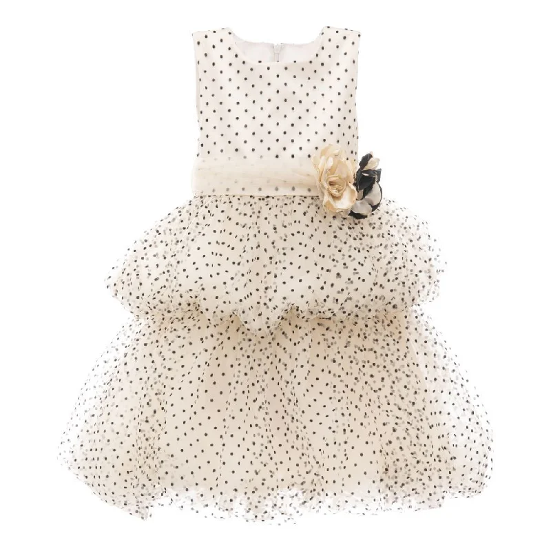 Hurry In Gold Polka Dot Mozelle Dress