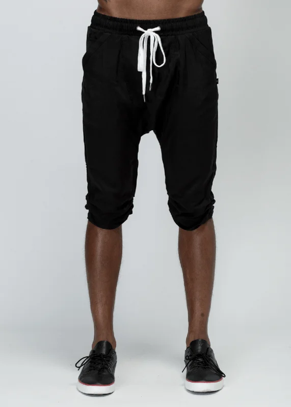 Clearance Items Konus Men's Drop Crotch Over Knee Shorts in Black