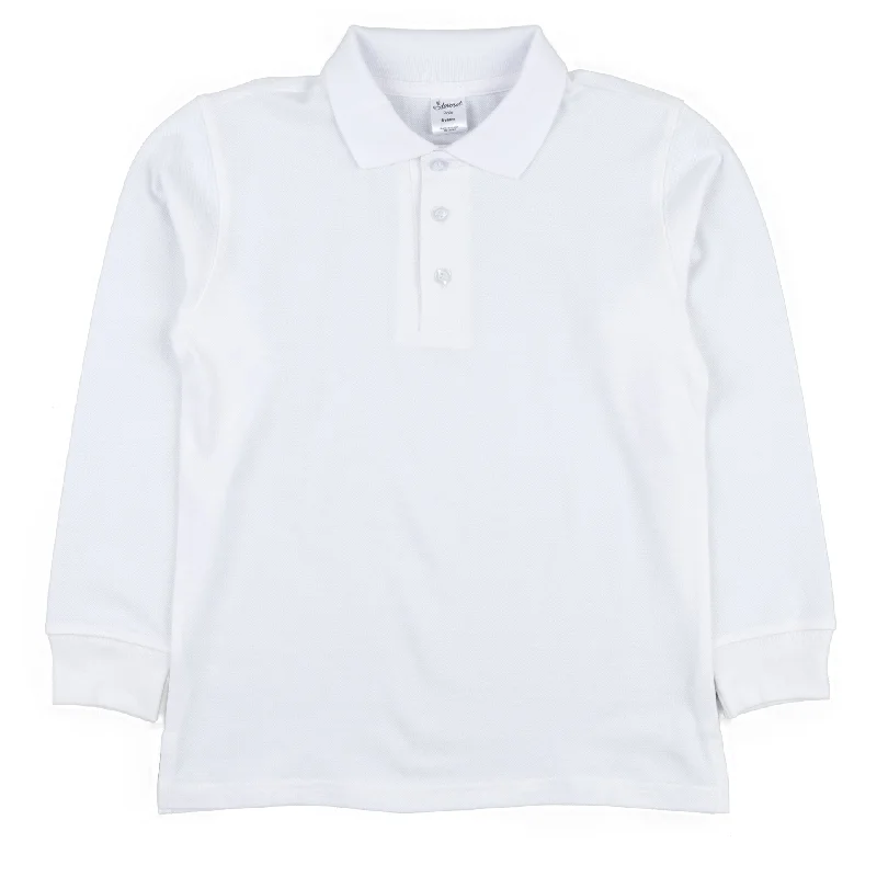 Super Deal Long Sleeve Cotton Polo Shirt Neutral Solid Color