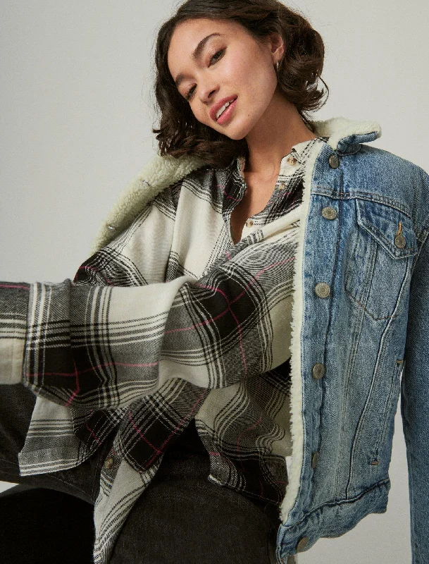 Low Prices Lucky Brand Women's Cloud Plaid Boyfriend Shirt