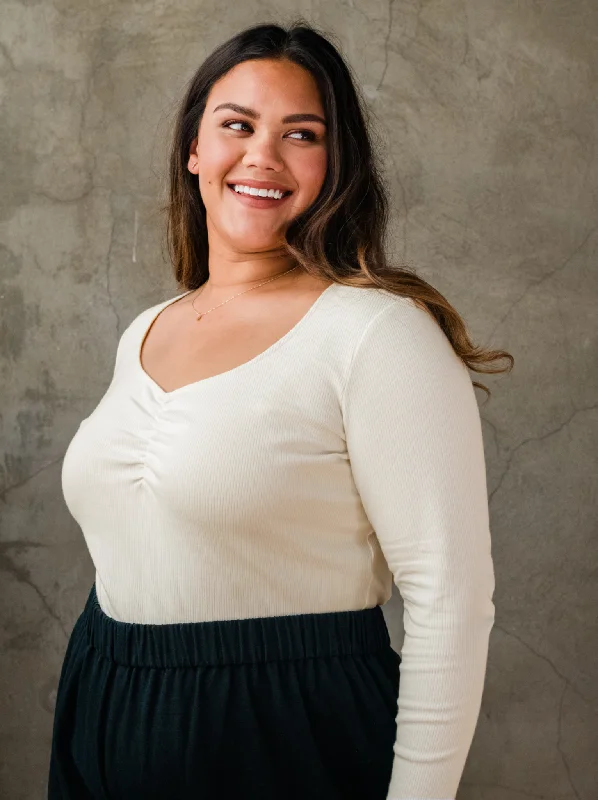 Price Drop Mya Ruched Top - Antique White