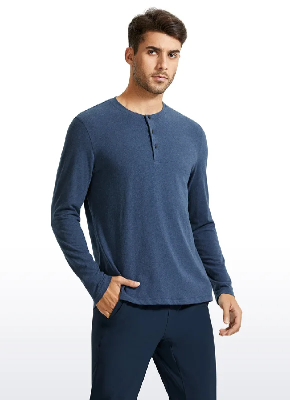 Hot Deal Pima Cotton Henley Long Sleeve