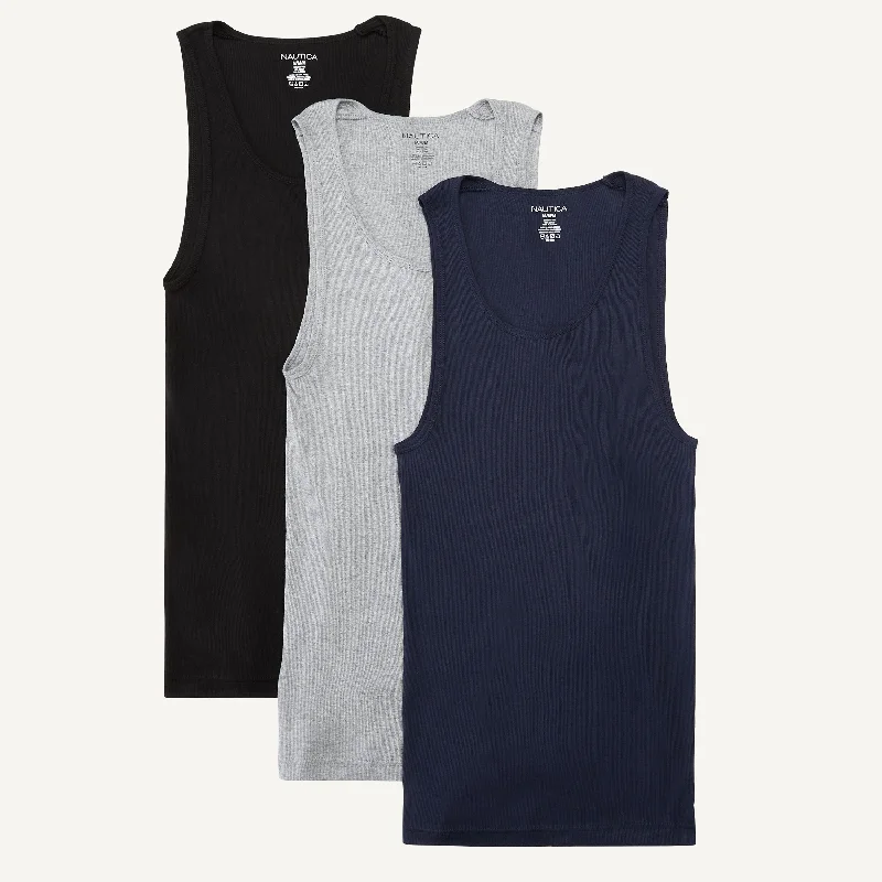 YEAR-End Clearance Nautica Mens Ribbed Tanks, 3-Pack