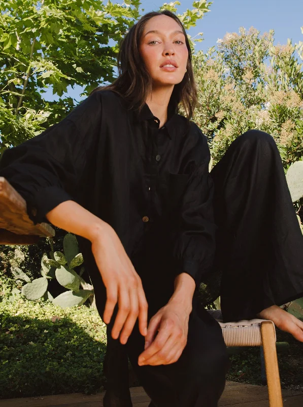 Online Specials Nusa Button Up Top - Black