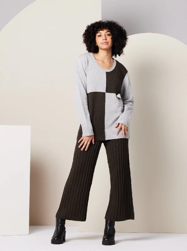 Stock Clearance Paloma Sweater - Heather Grey Colorblock