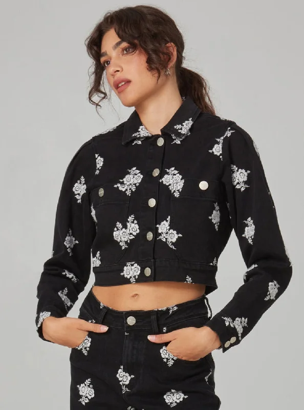 Special Discount PARKER-BWF Jacket - Black White Flower