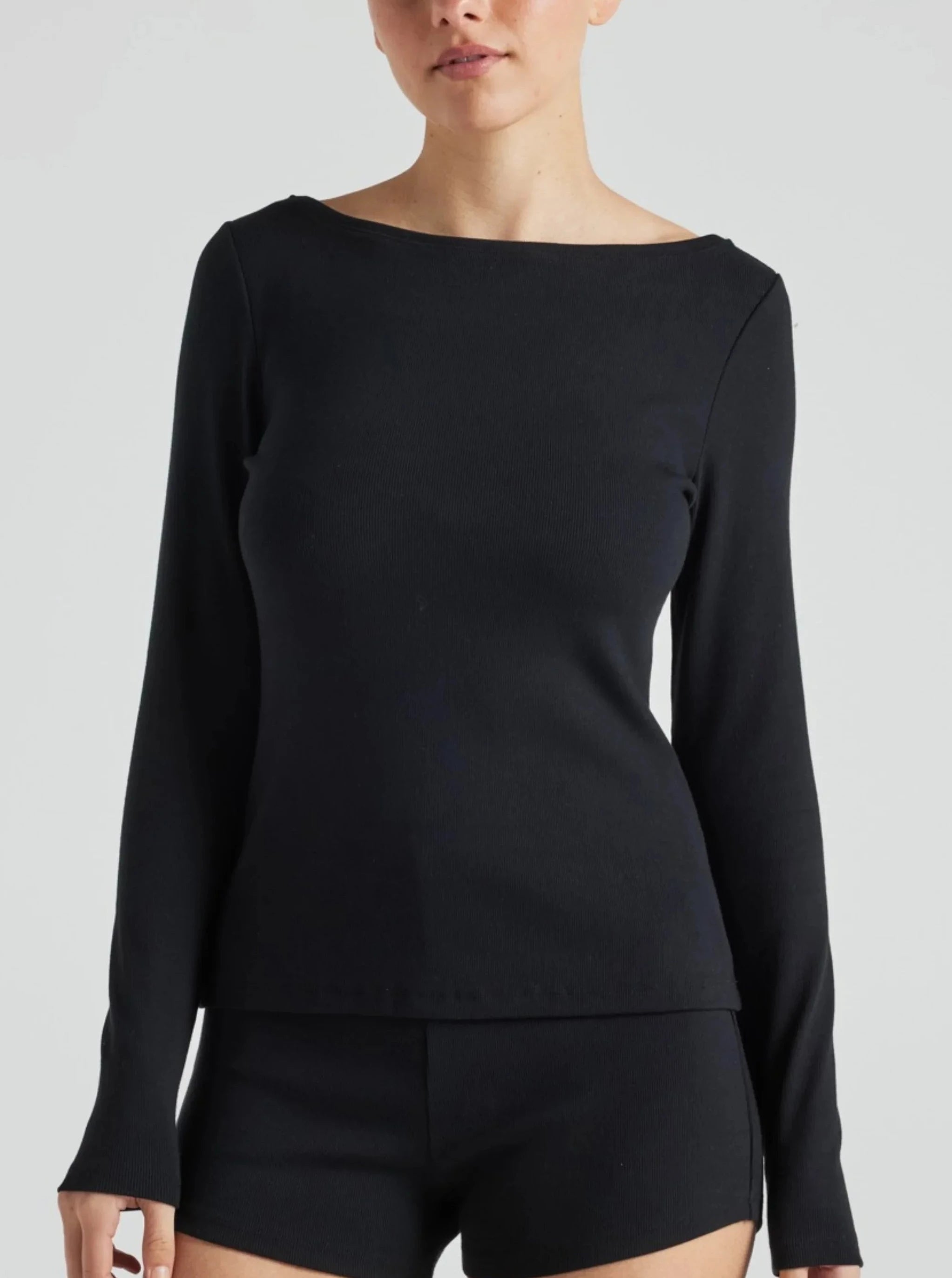 Midnight Madness Serene Rib Long Sleeve Top - Black