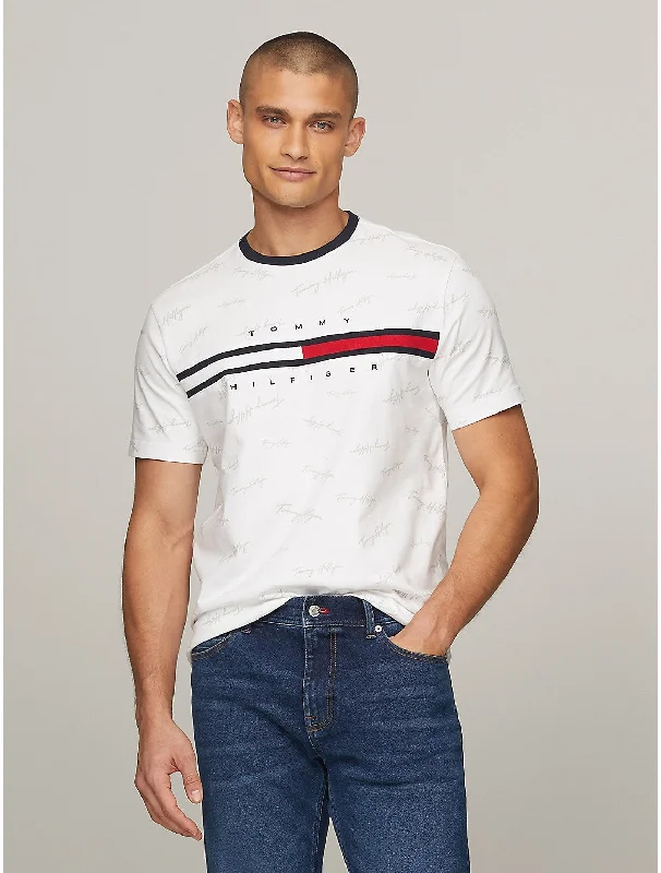 Price Reduction Tommy Hilfiger Men's Signature Flag Stripe Logo T-Shirt