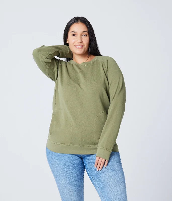 Steals and Deals Unisex Pocket Crewneck Sweatshirt - Army