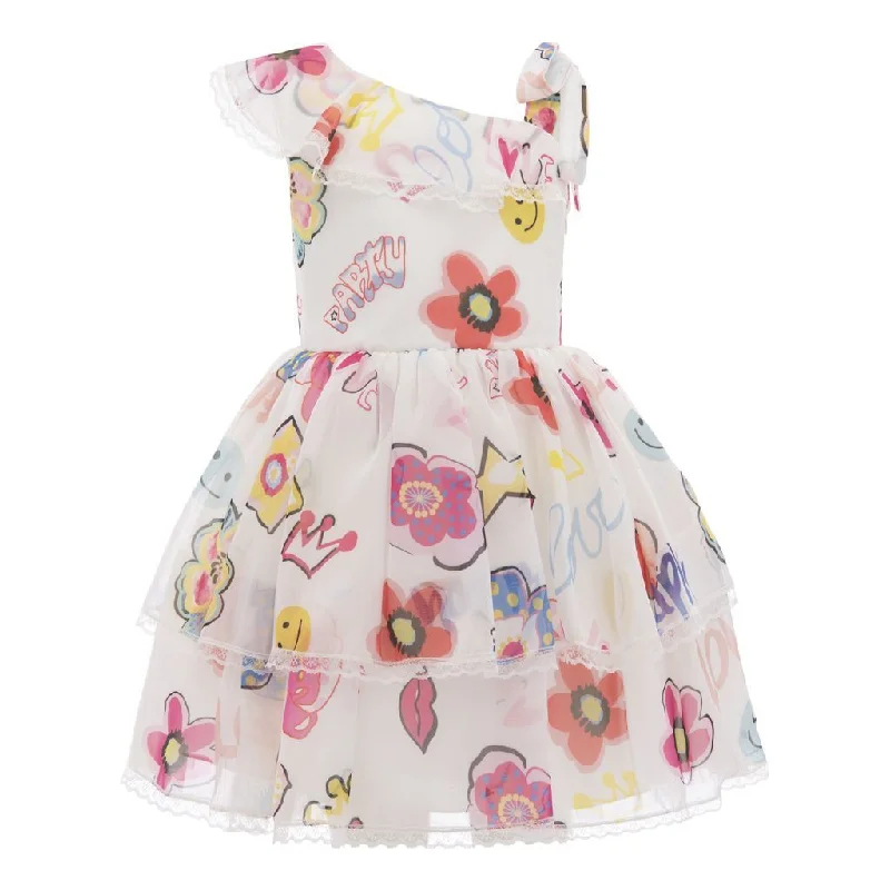 Deal Alert White Off Shoulder Pop Graphics Dress