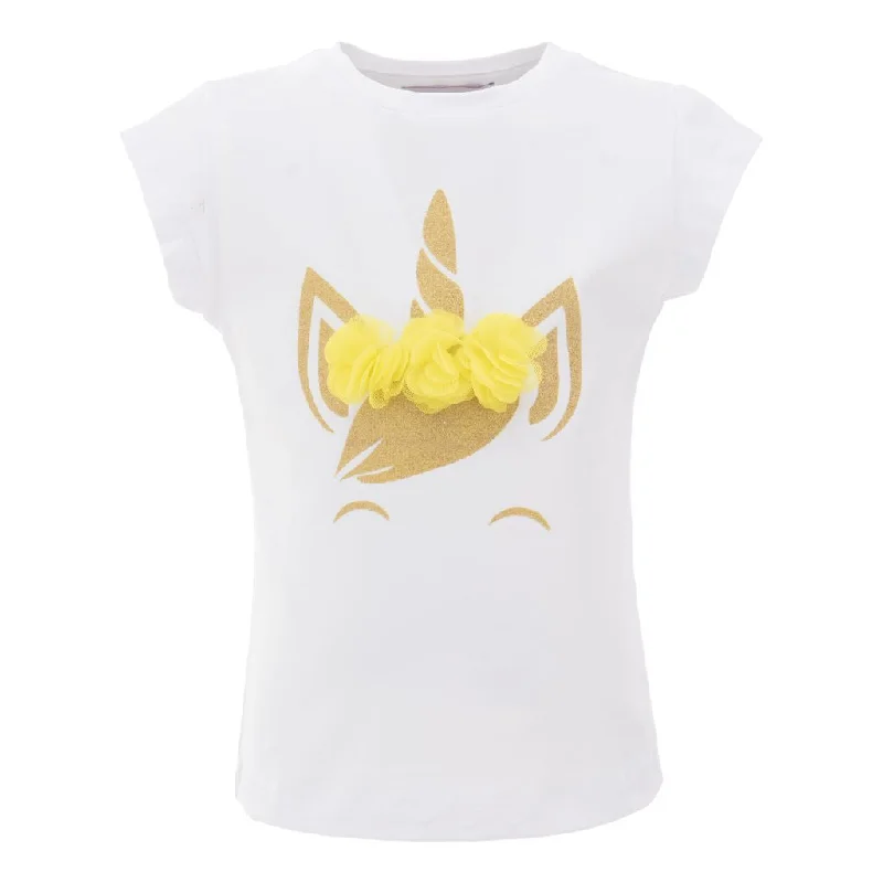 Season Finale Sale White Yellow Tulle Unicorn T-Shirt