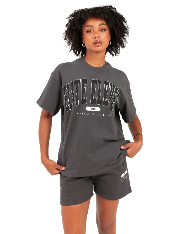 Super Bargain Women's Track & Field Oversized Tee - Slate