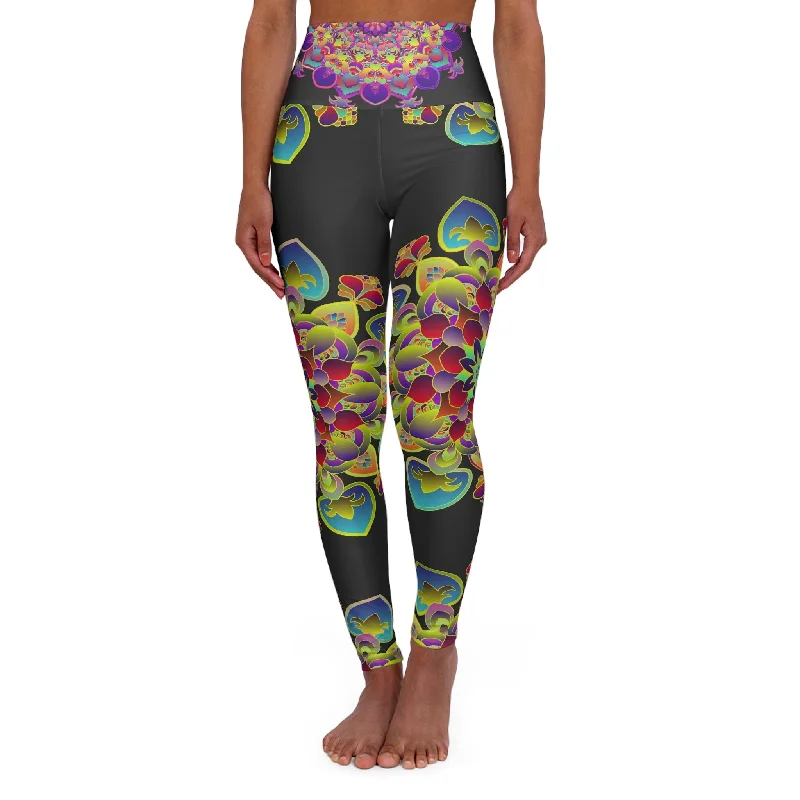 Year-End Clearance High Waisted Mandala Art Yoga Leggings - Charcoal