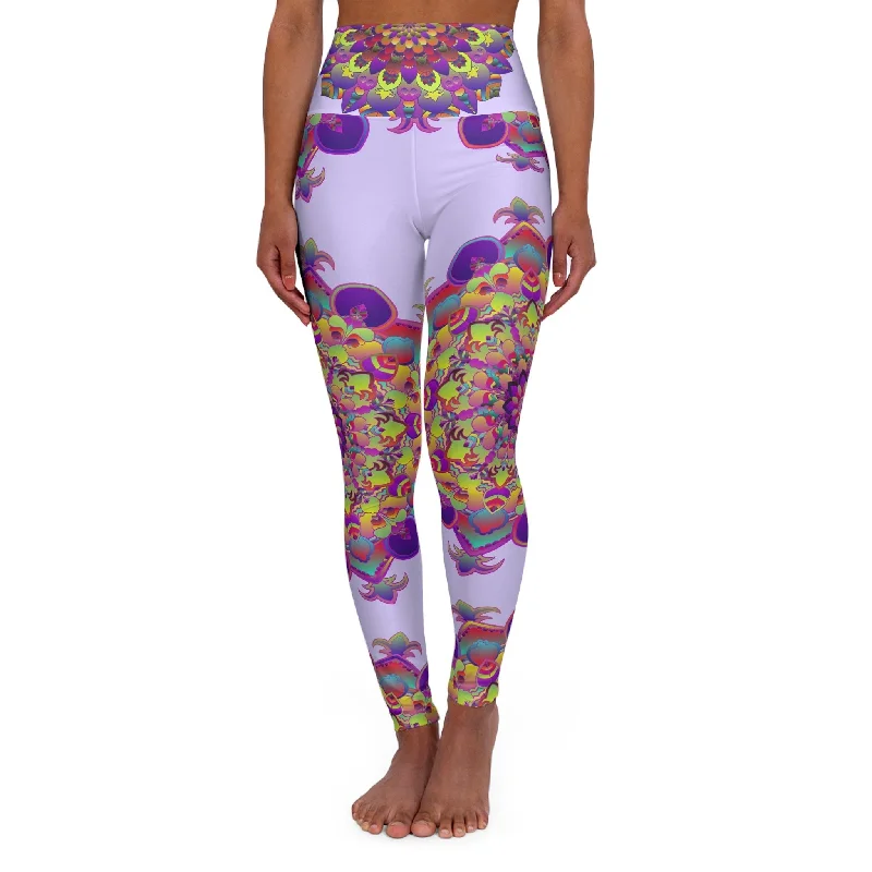 Limited Edition High Waisted Mandala Art Yoga Pants - Pale Lavender