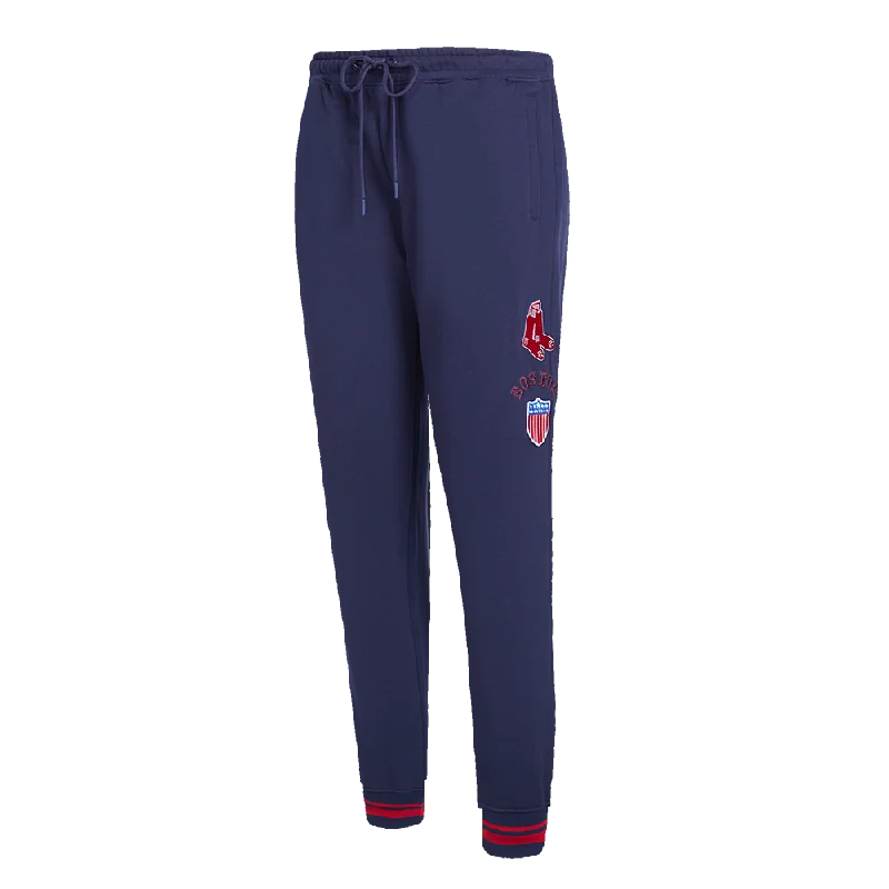 Super Sale MLB BOSTON RED SOX RETRO CLASSIC WOMEN'S RIB SWEATPANT (MIDNIGHT NAVY/RED/MIDNIGHT NAVY)