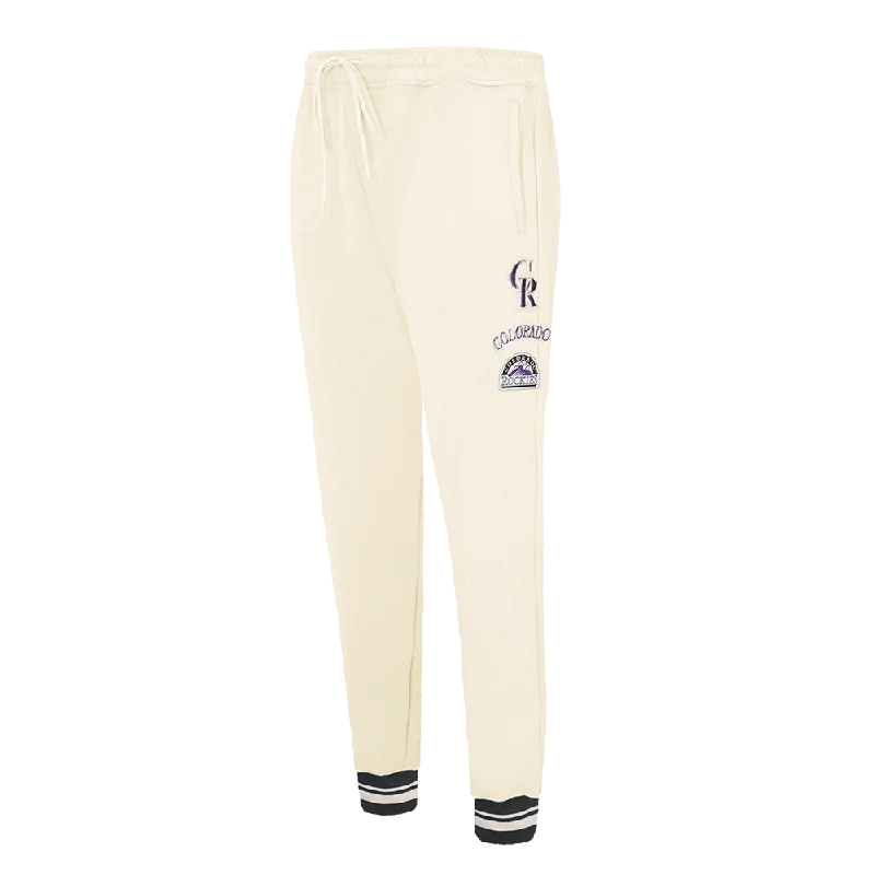 Steals and Deals MLB COLORADO ROCKIES RETRO CLASSIC WOMEN'S RIB SWEATPANT (EGGSHELL/ BLACK)