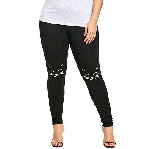Friends and Family Sale Plus Size Cat Print Knee Leggings
