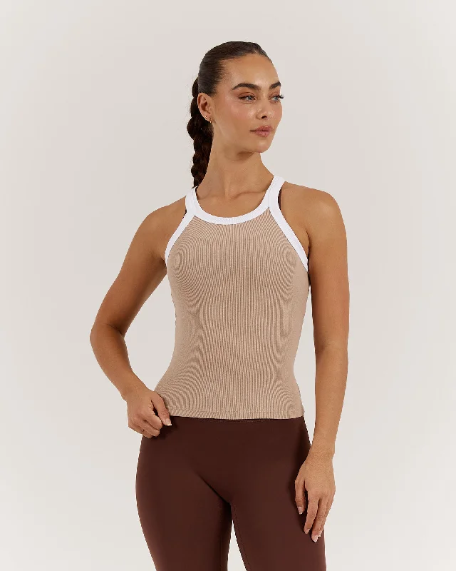 Inventory Reduction AGILITY RIBBED TANK TOP - ALMOND