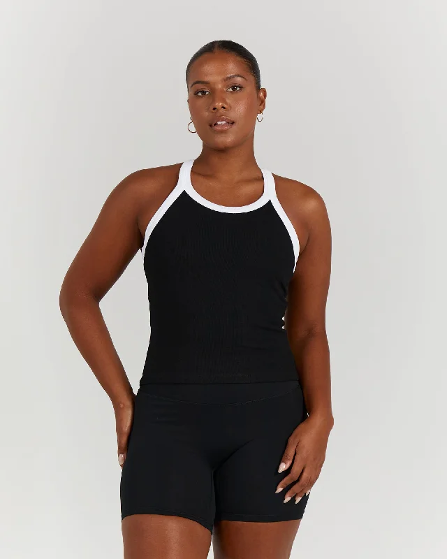 Limited Time Discount AGILITY RIBBED TANK TOP - BLACK WHITE