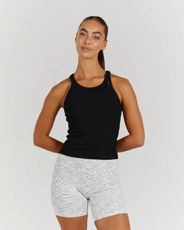 Deal Mania AGILITY RIBBED TANK TOP - BLACK