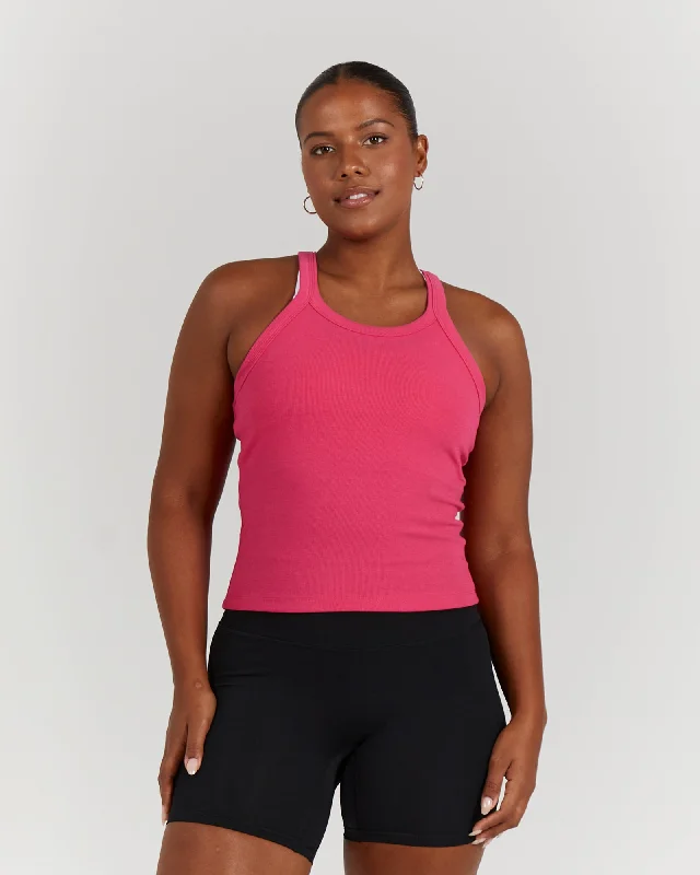 Act Fast AGILITY RIBBED TANK TOP - HOT PINK