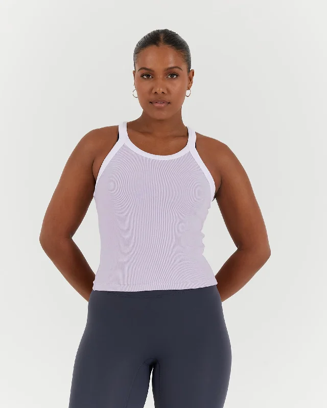 Price Meltdown AGILITY RIBBED TANK TOP - PURPLE WHITE