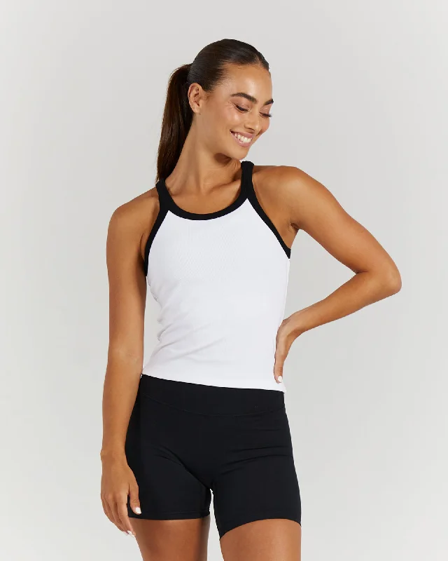 Bargain Bin AGILITY RIBBED TANK TOP - WHITE BLACK