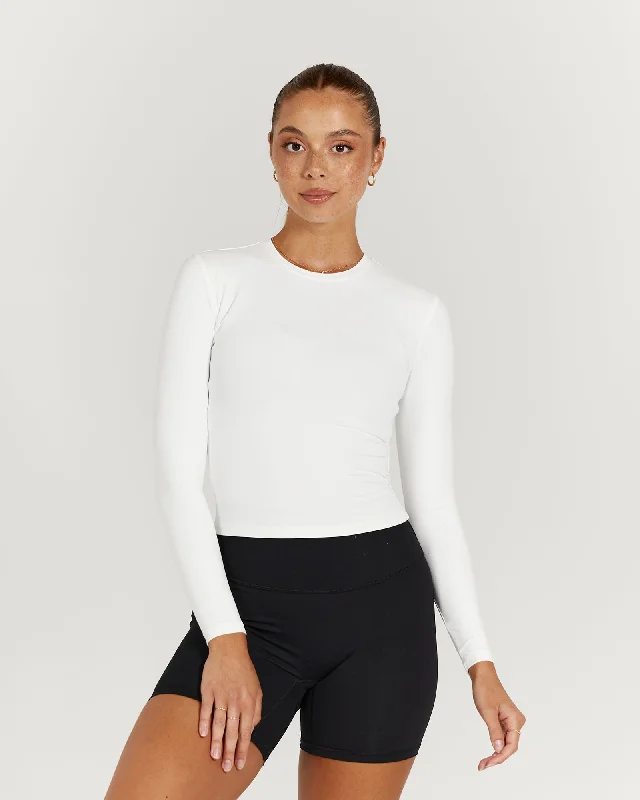 Early Bird Discount ATHLEISURE LONG SLEEVE TOP - OFF WHITE