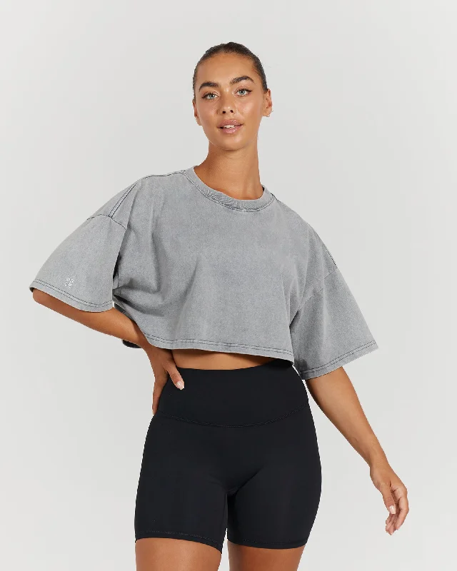 Bargain Bin BOYFRIEND CROP - WASHED GREY