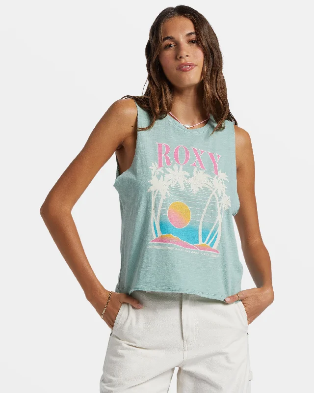 Savings Galore Bring The Good Vibes Muscle Tank Top - Blue Surf