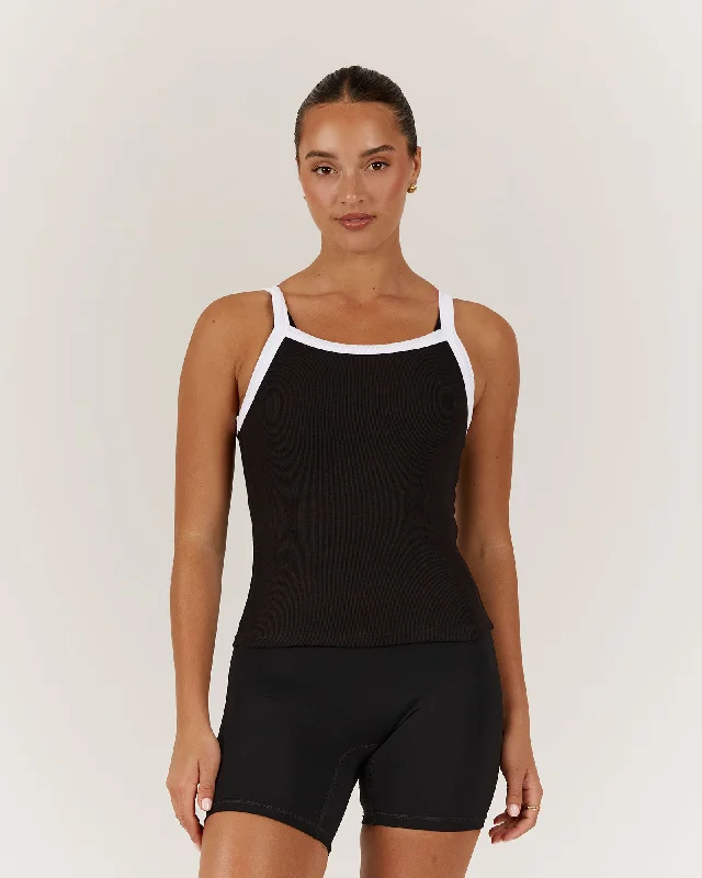 Reduced Prices CONTROL RIBBED TANK TOP - BLACK