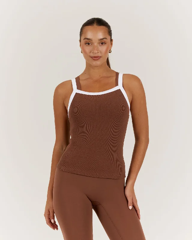 Exclusive Access CONTROL RIBBED TANK TOP - TOFFEE