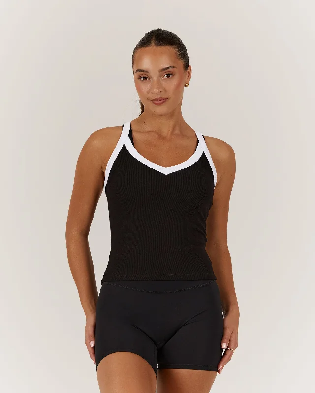 Online Only DEFINITION RIBBED TANK TOP - BLACK
