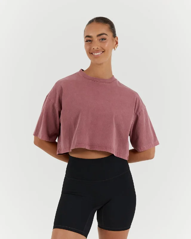 Take Advantage ESSENTIALS CROPPED TEE - FADED BERRY