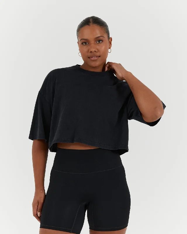 Discount Deals ESSENTIALS CROPPED TEE - FADED BLACK