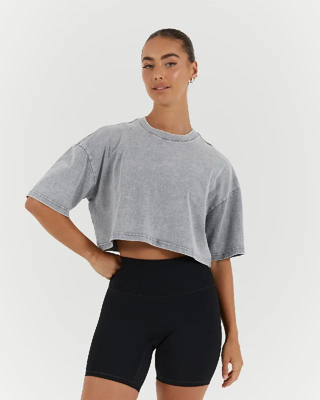 Price Meltdown ESSENTIALS CROPPED TEE - FADED GREY