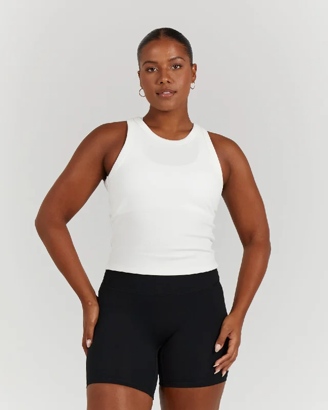 Discount Extravaganza FORM RIBBED TANK TOP - OFF WHITE
