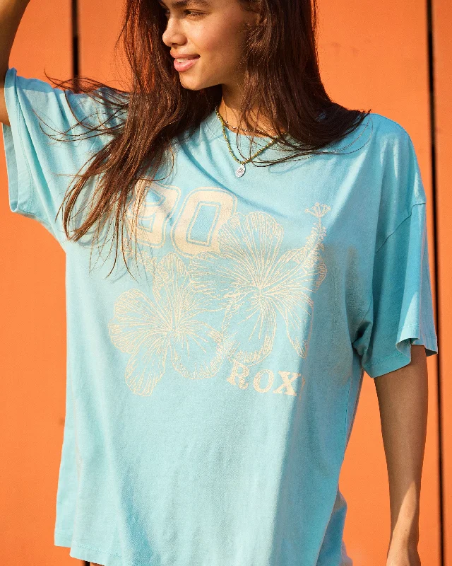 Factory Direct Sale Hibiscus Collegiate Oversized T-Shirt - Maui Blue