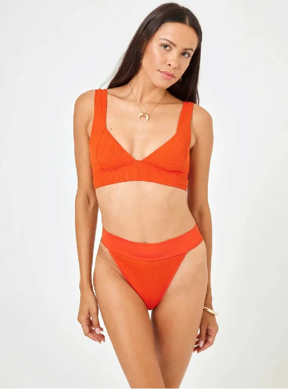 Deal Dash L*Space Women's Hailey Ribbed Swimsuit Top - Pimento Red