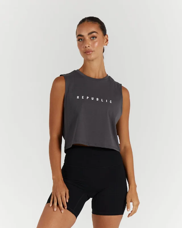 Blowout Sale LOOSE CROP TANK - SHADOW