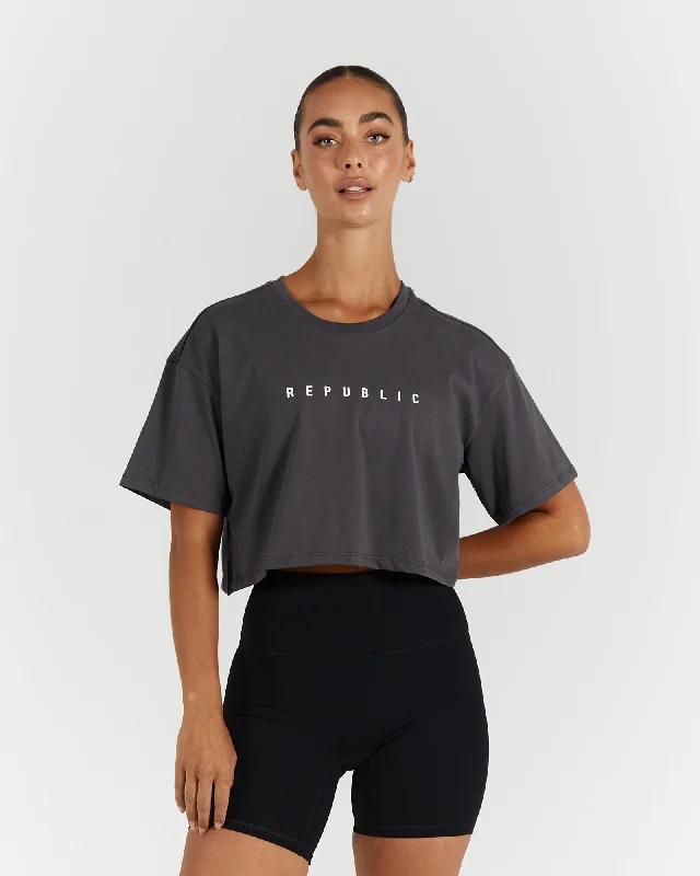 Clearance Items LOOSE CROP TEE - SHADOW